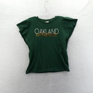 G-III 4Her Oakland Athletics Shirt Womens Medium Green Sequin Flutter Sleeve MLB